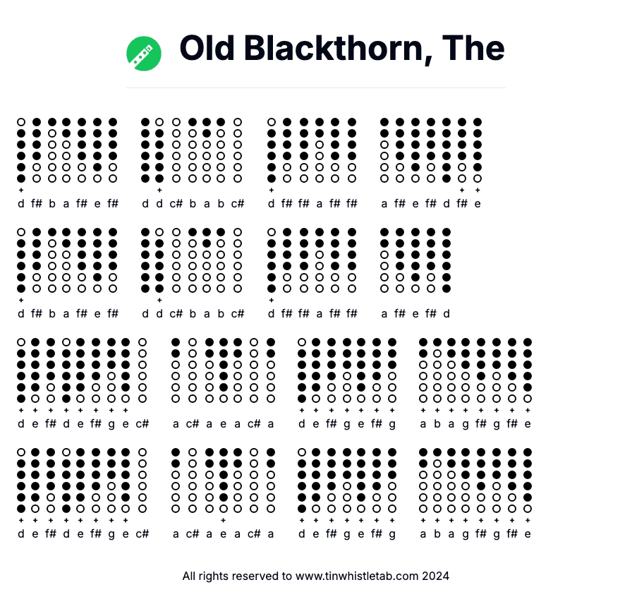 Image of Old Blackthorn, The Tin Whistle Tabs