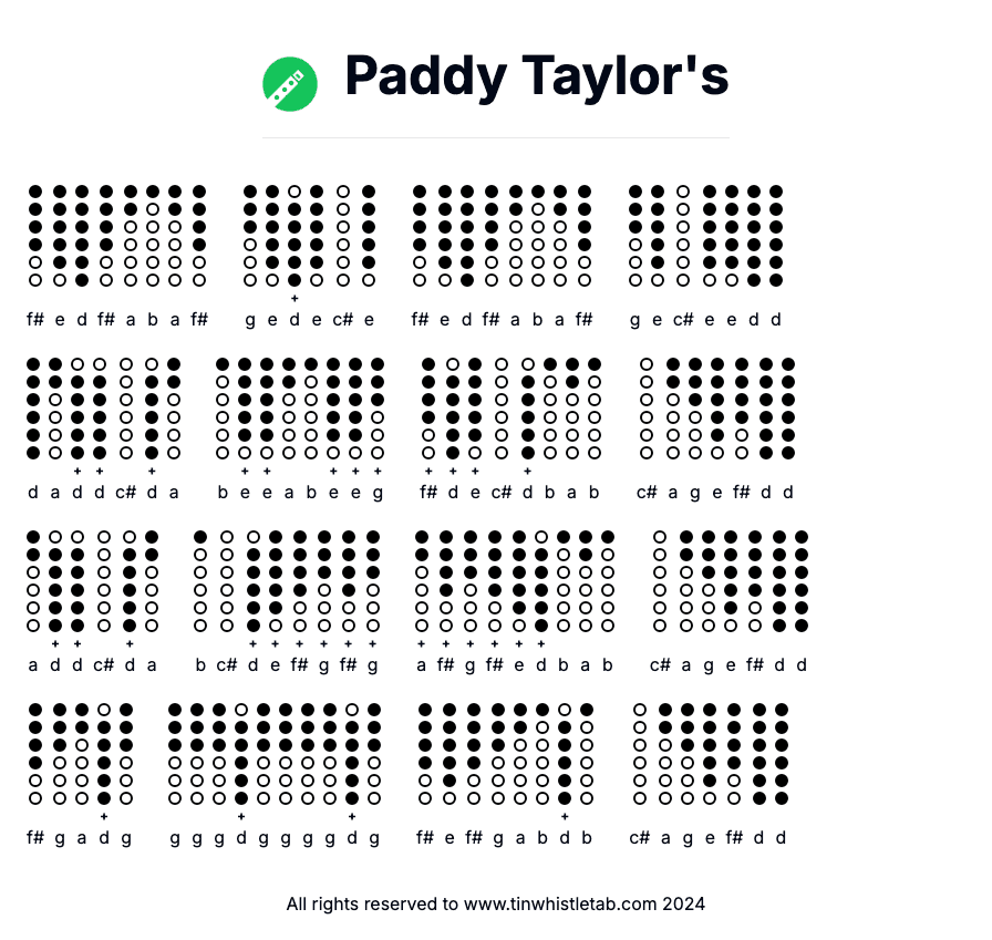Image of Paddy Taylor's Tin Whistle Tabs