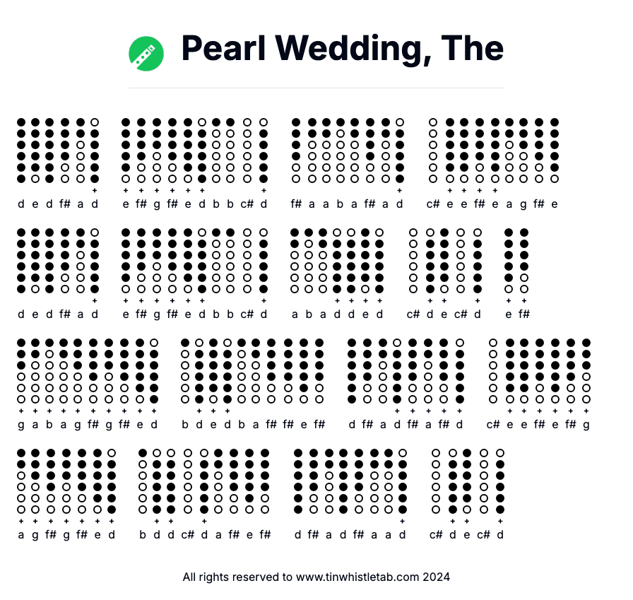 Image of Pearl Wedding, The Tin Whistle Tabs