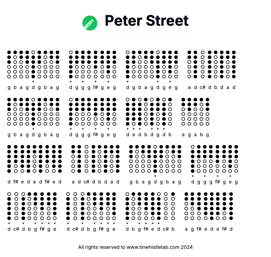 Image of Peter Street Tin Whistle Tabs