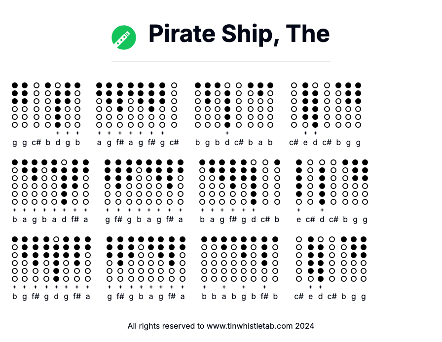 Image of Pirate Ship, The Tin Whistle Tabs