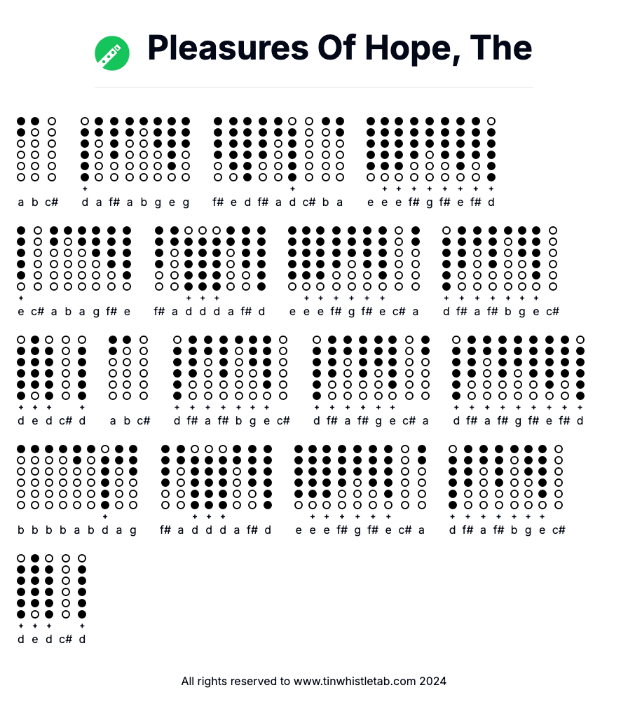 Image of Pleasures Of Hope, The Tin Whistle Tabs