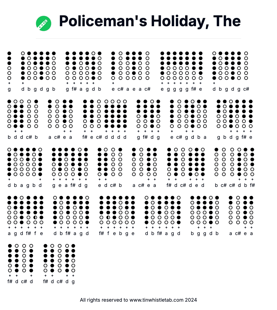 Image of Policeman's Holiday, The Tin Whistle Tabs