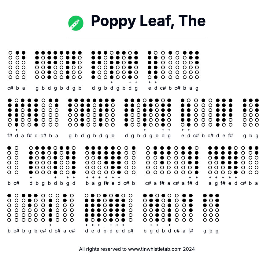 Image of Poppy Leaf, The Tin Whistle Tabs