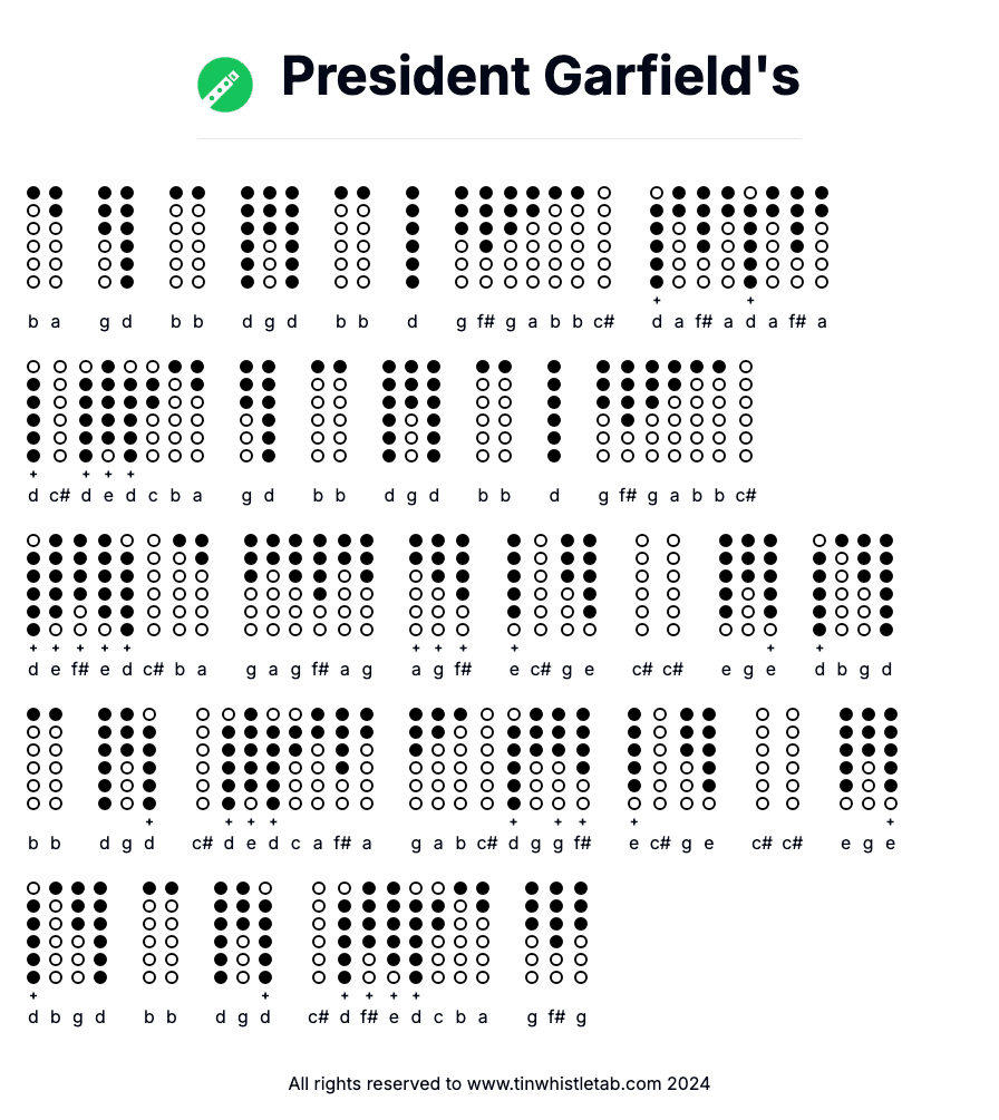 Image of President Garfield's Tin Whistle Tabs
