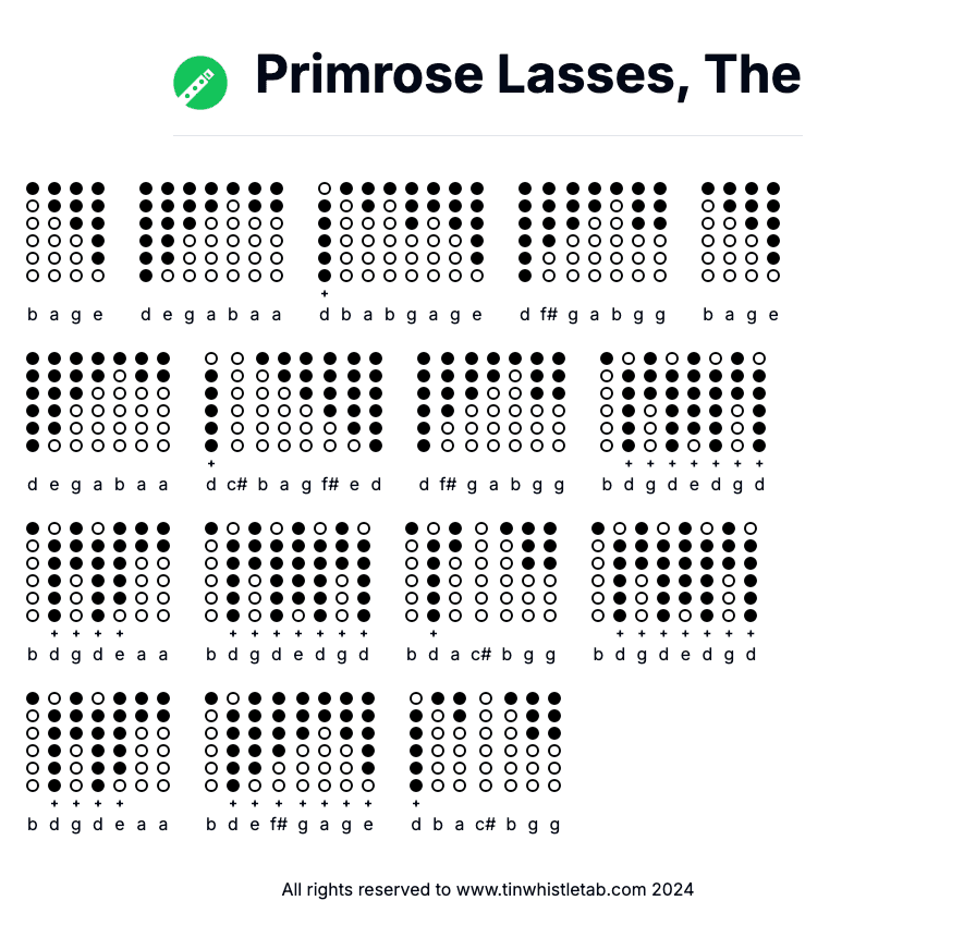 Image of Primrose Lasses, The Tin Whistle Tabs