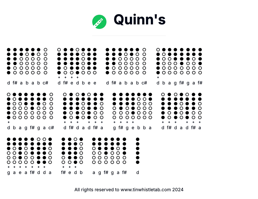 Image of Quinn's Tin Whistle Tabs