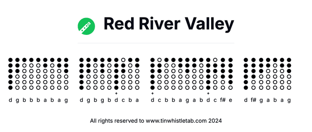 Image of Red River Valley Tin Whistle Tabs