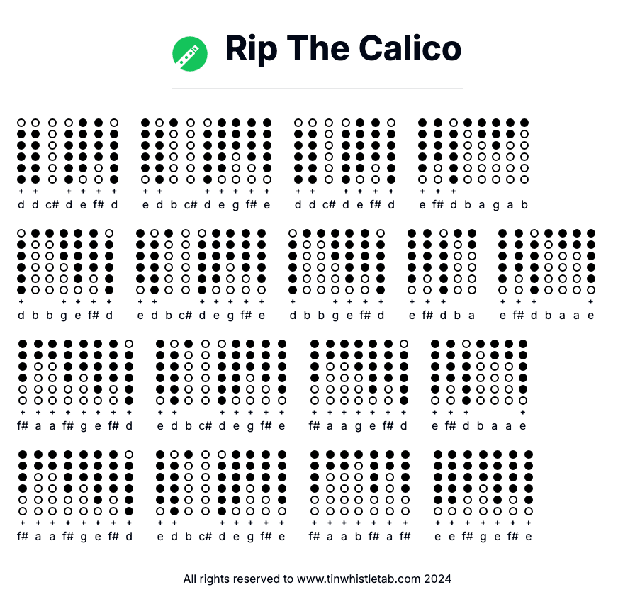 Image of Rip The Calico Tin Whistle Tabs