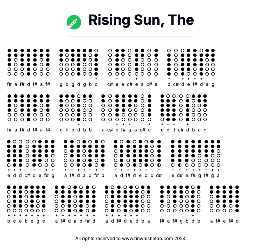 Image of Rising Sun, The Tin Whistle Tabs
