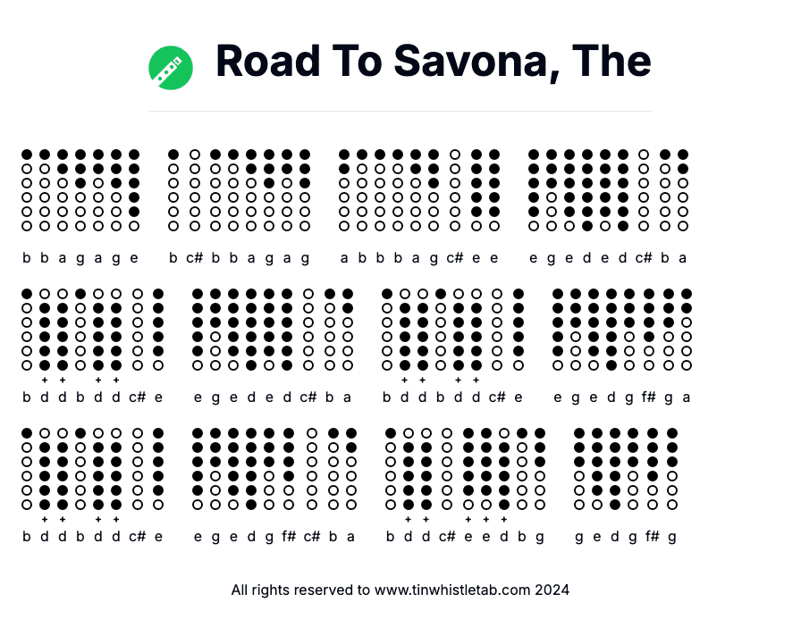Image of Road To Savona, The Tin Whistle Tabs