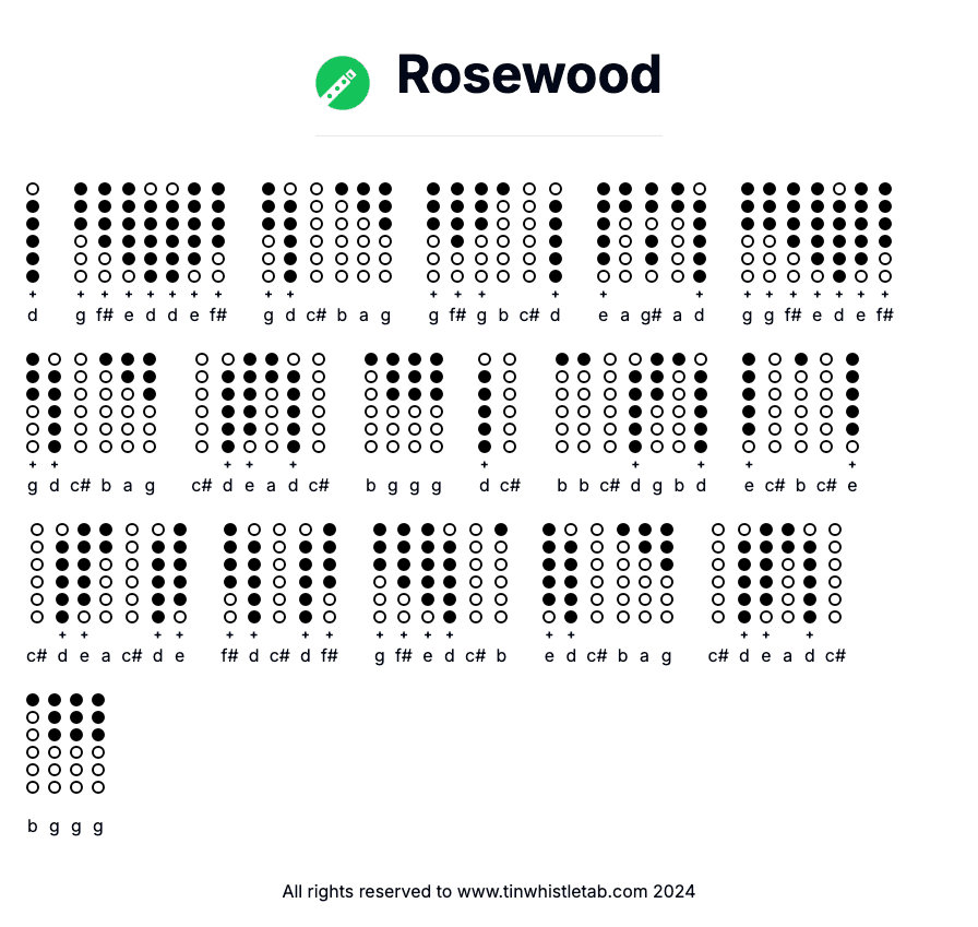 Image of Rosewood Tin Whistle Tabs