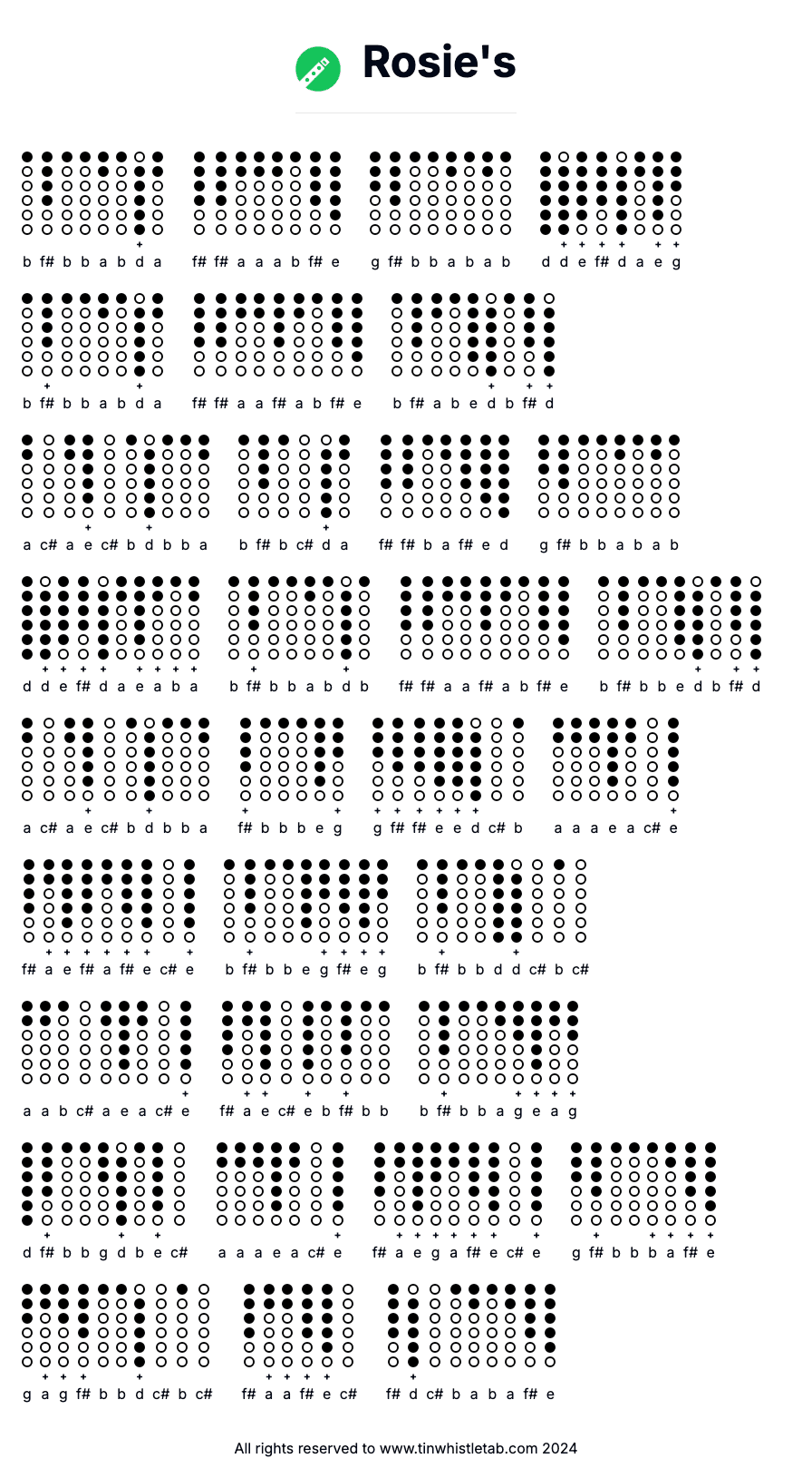 Image of Rosie's Tin Whistle Tabs