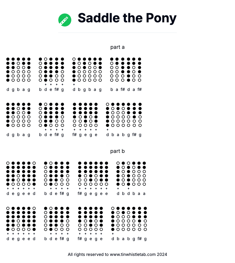 Image of Saddle the Pony Tin Whistle Tabs