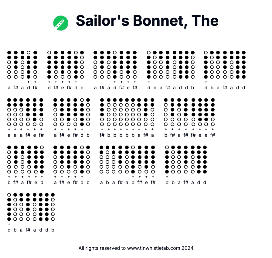 Image of Sailor's Bonnet, The Tin Whistle Tabs