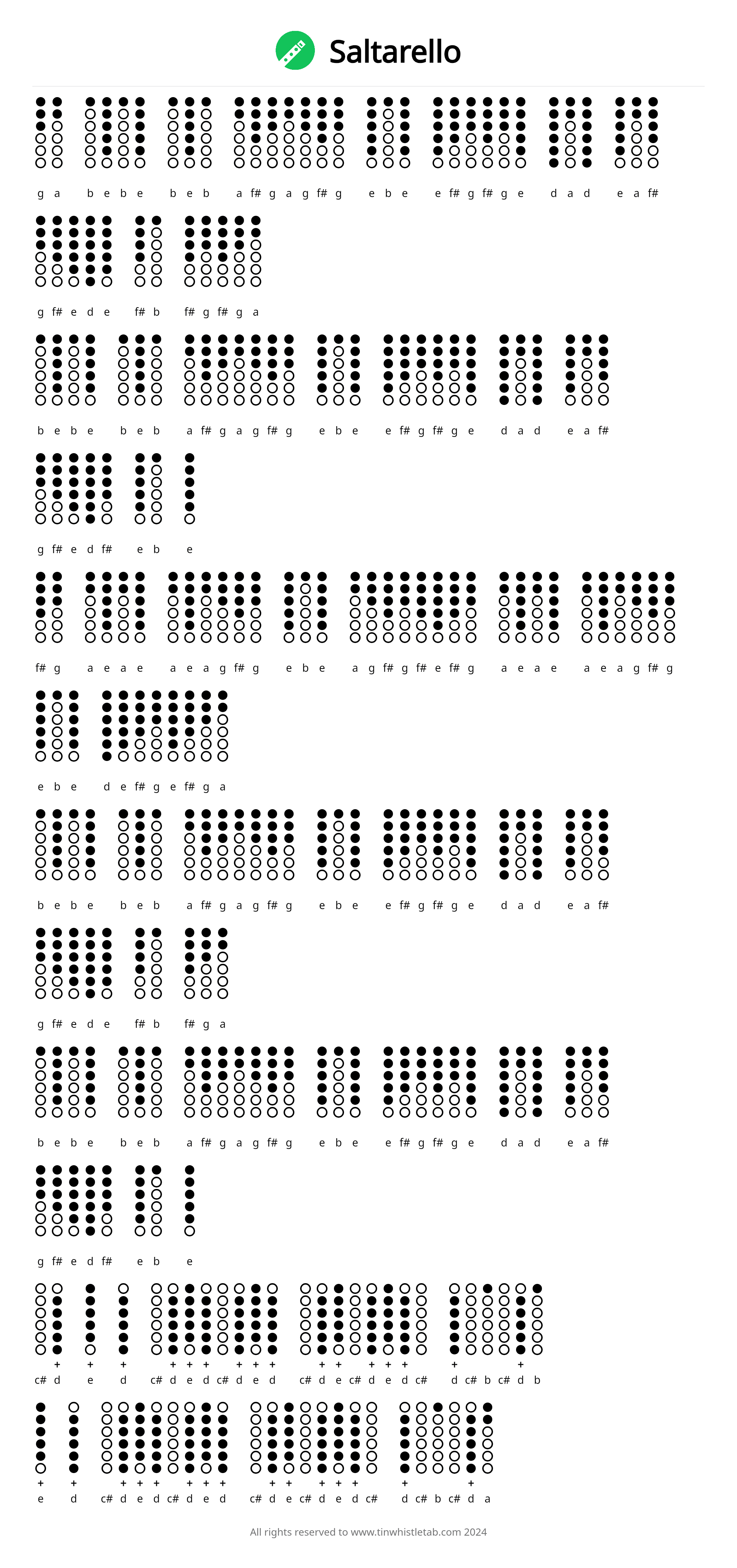Image of Saltarello Tin Whistle Tabs