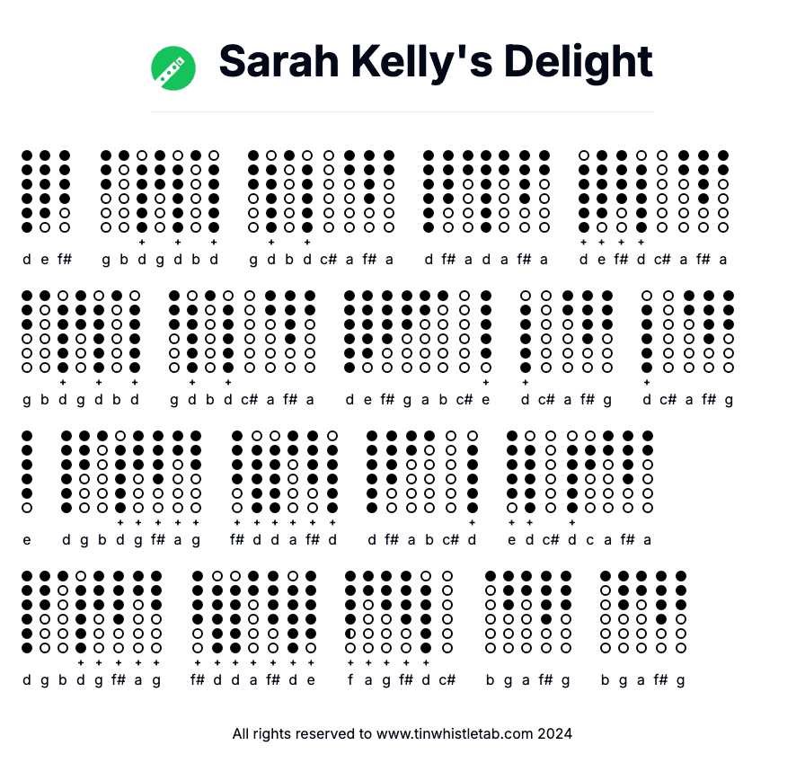 Image of Sarah Kelly's Delight Tin Whistle Tabs