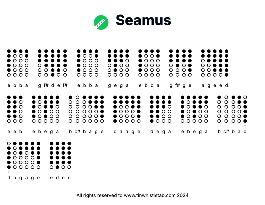 Image of Seamus Tin Whistle Tabs