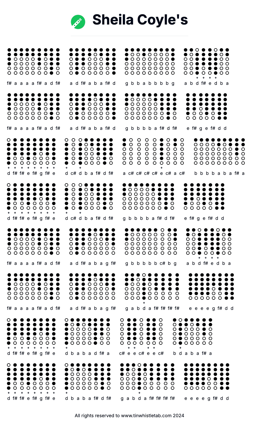 Image of Sheila Coyle's Tin Whistle Tabs
