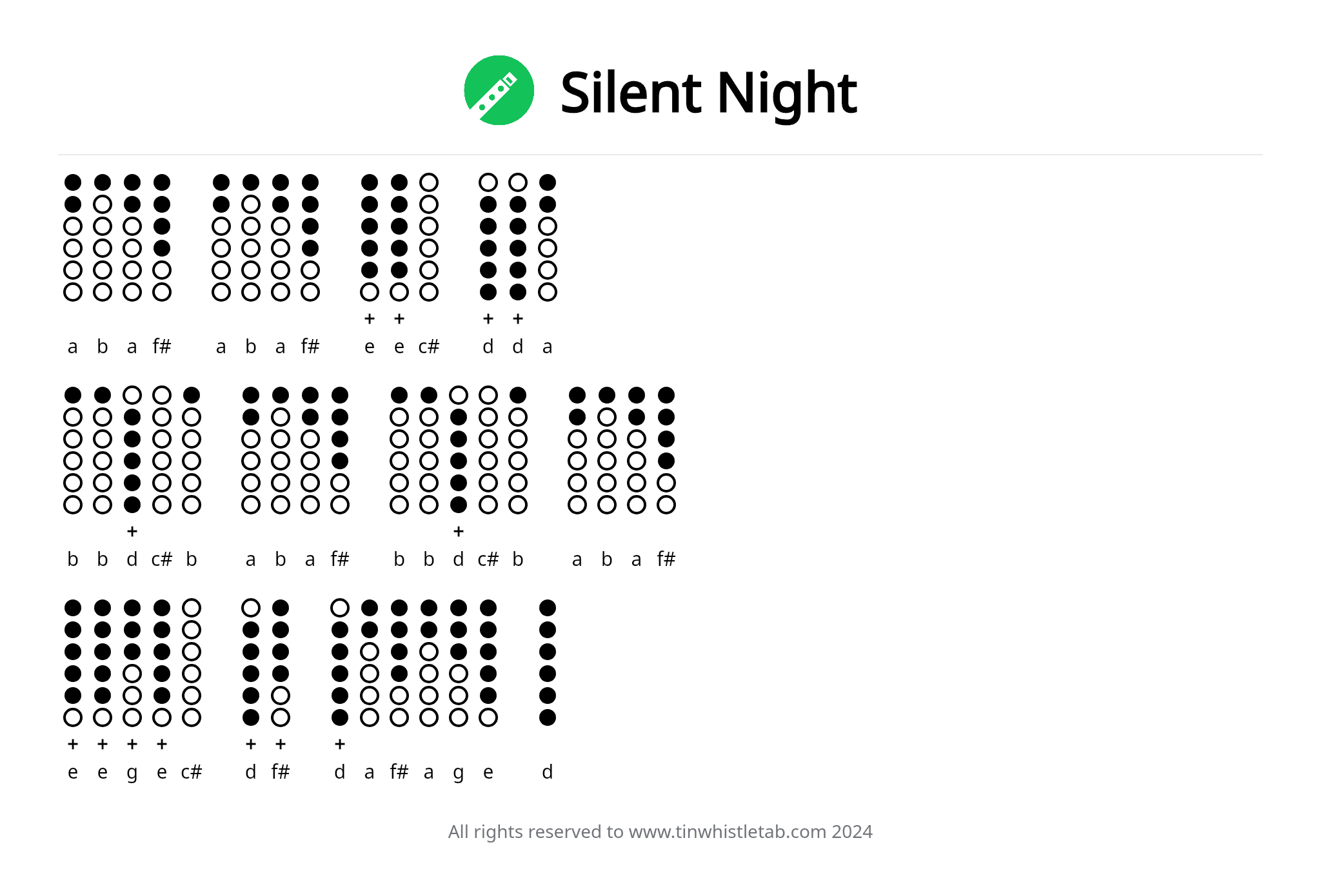 Tablatura de tin whistle de Silent Night