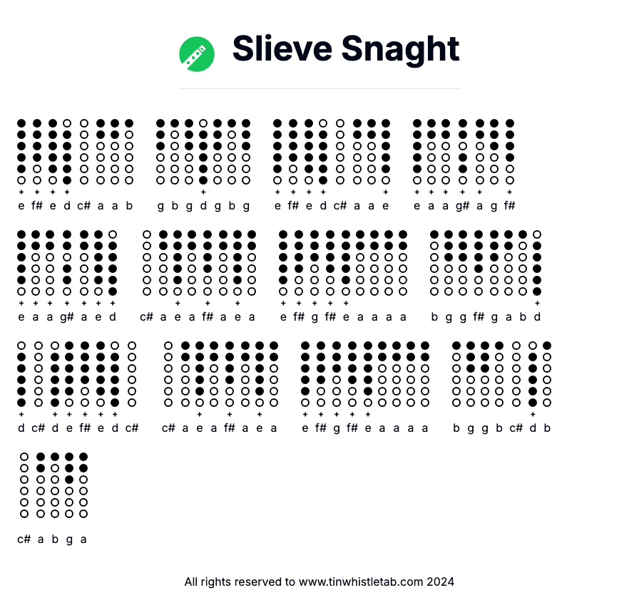 Image of Slieve Snaght Tin Whistle Tabs