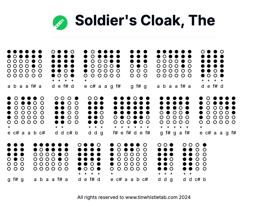 Image of Soldier's Cloak, The Tin Whistle Tabs