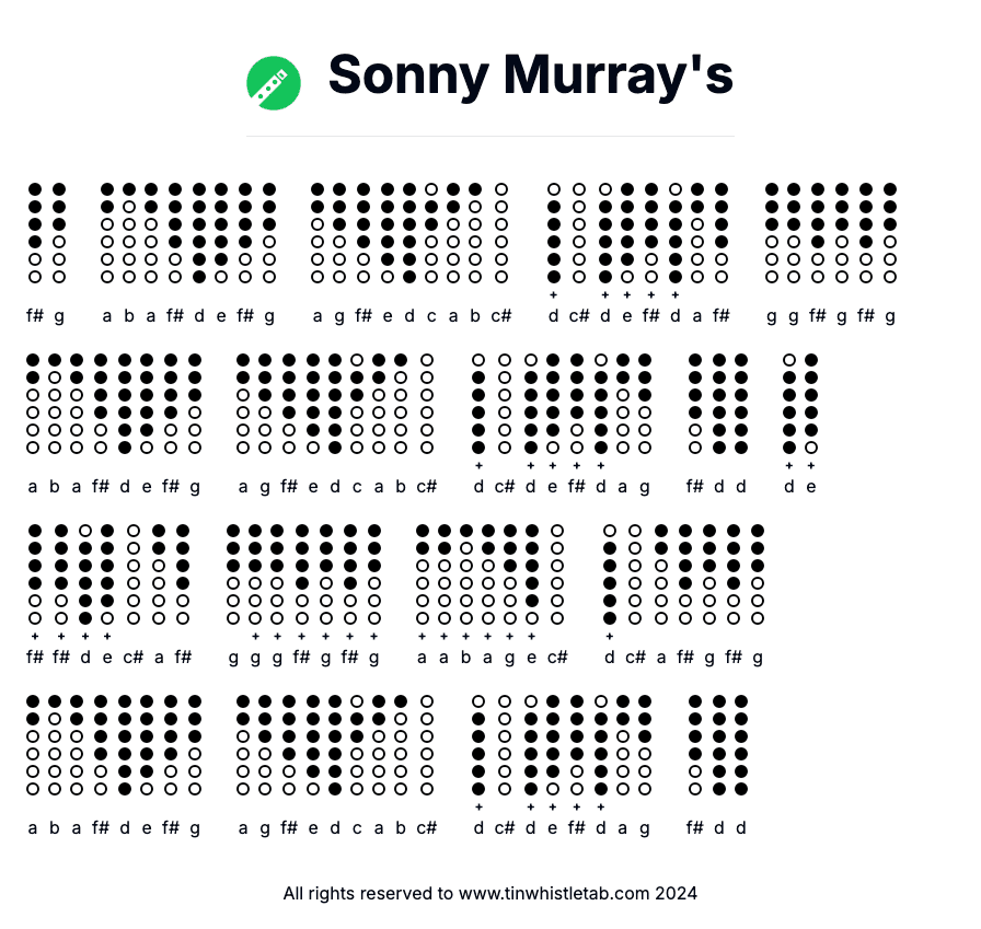 Image of Sonny Murray's Tin Whistle Tabs