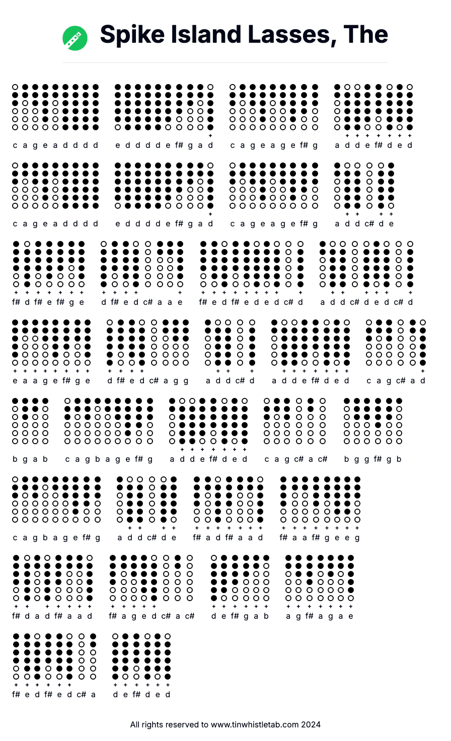 Image of Spike Island Lasses, The Tin Whistle Tabs