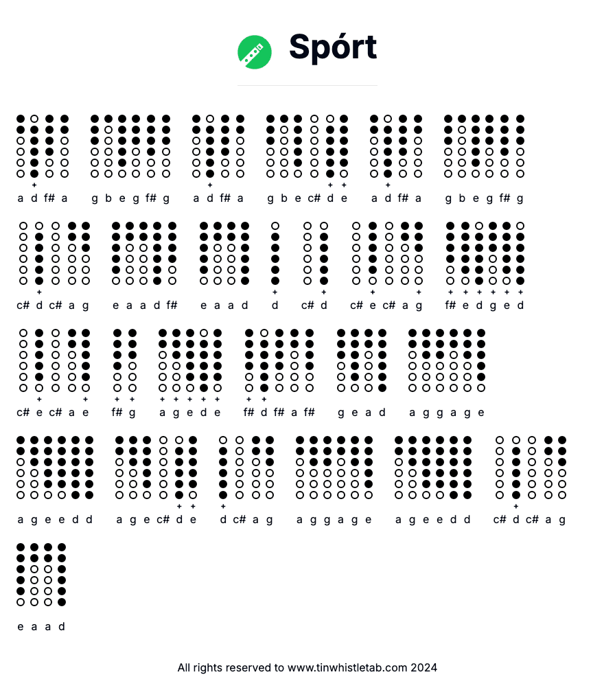 Image of Spórt Tin Whistle Tabs