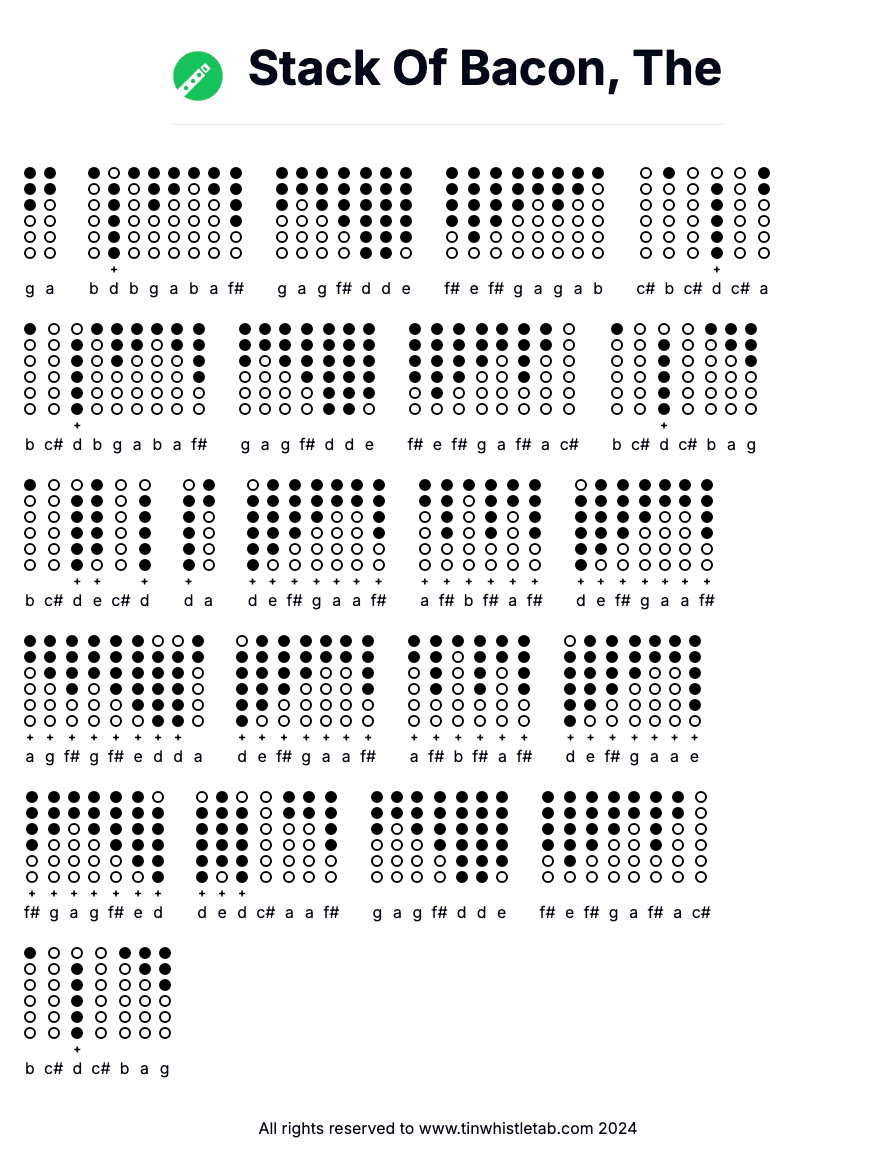Image of Stack Of Bacon, The Tin Whistle Tabs