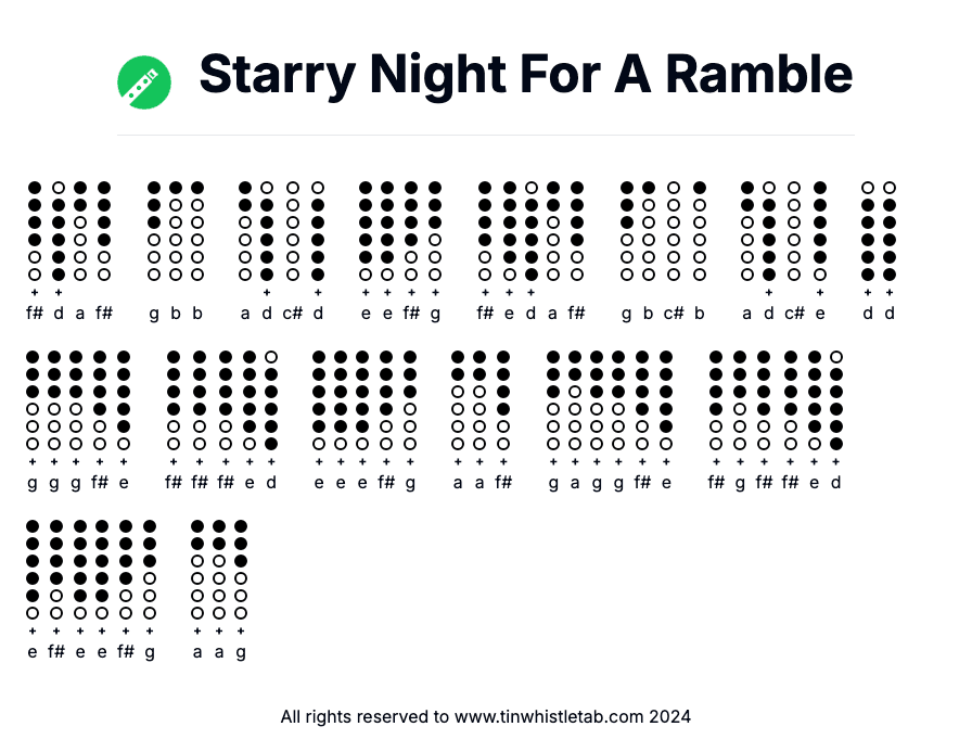 Image of Starry Night For A Ramble Tin Whistle Tabs