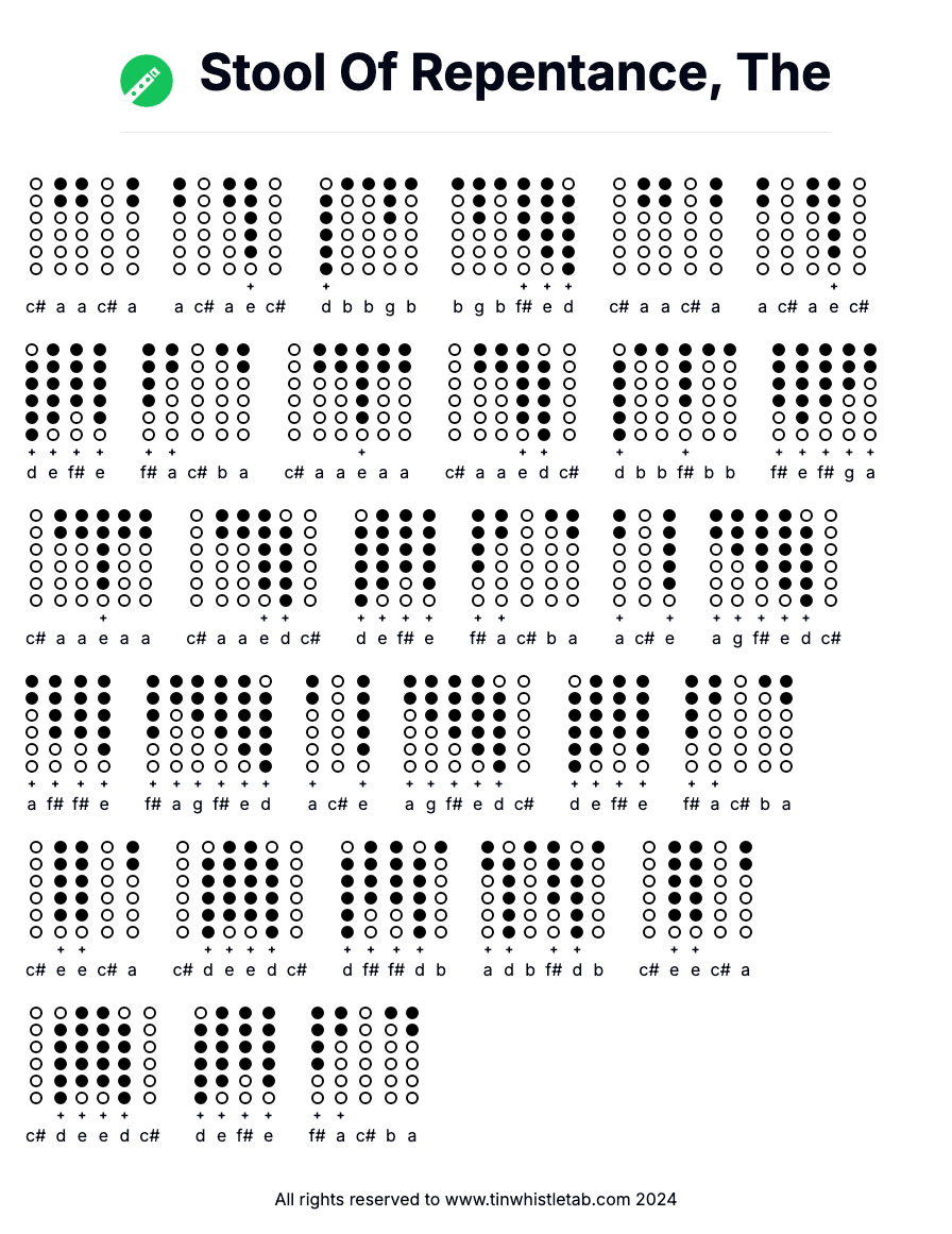 Image of Stool Of Repentance, The Tin Whistle Tabs