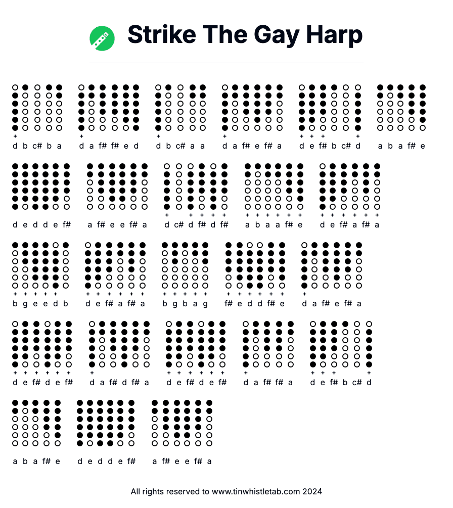 Image of Strike The Gay Harp Tin Whistle Tabs