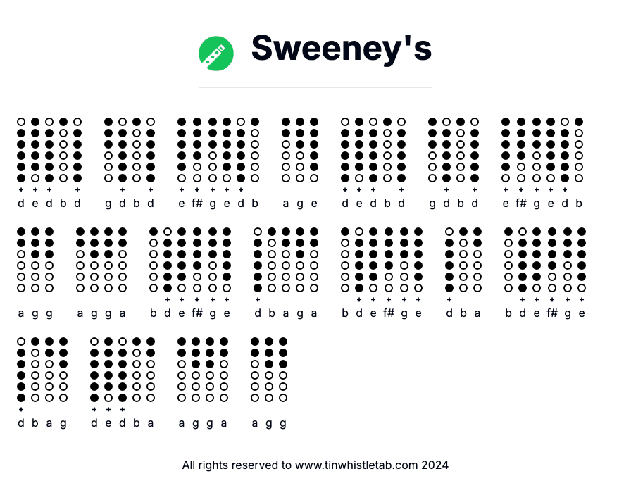 Image of Sweeney's Tin Whistle Tabs