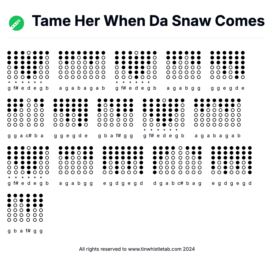 Image of Tame Her When Da Snaw Comes Tin Whistle Tabs