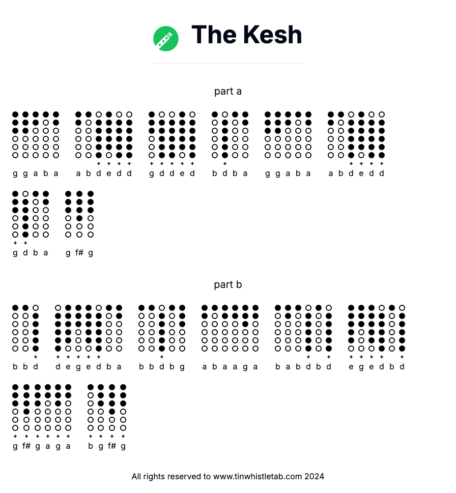 Image of The Kesh Tin Whistle Tabs