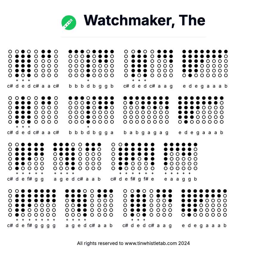 Image of Watchmaker, The Tin Whistle Tabs