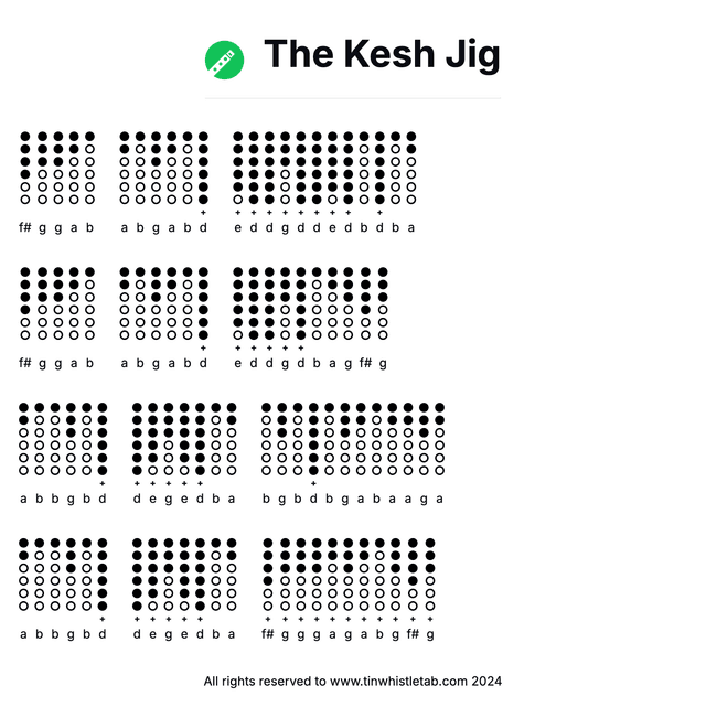 Image of The Kesh Jig Tin Whistle Tabs