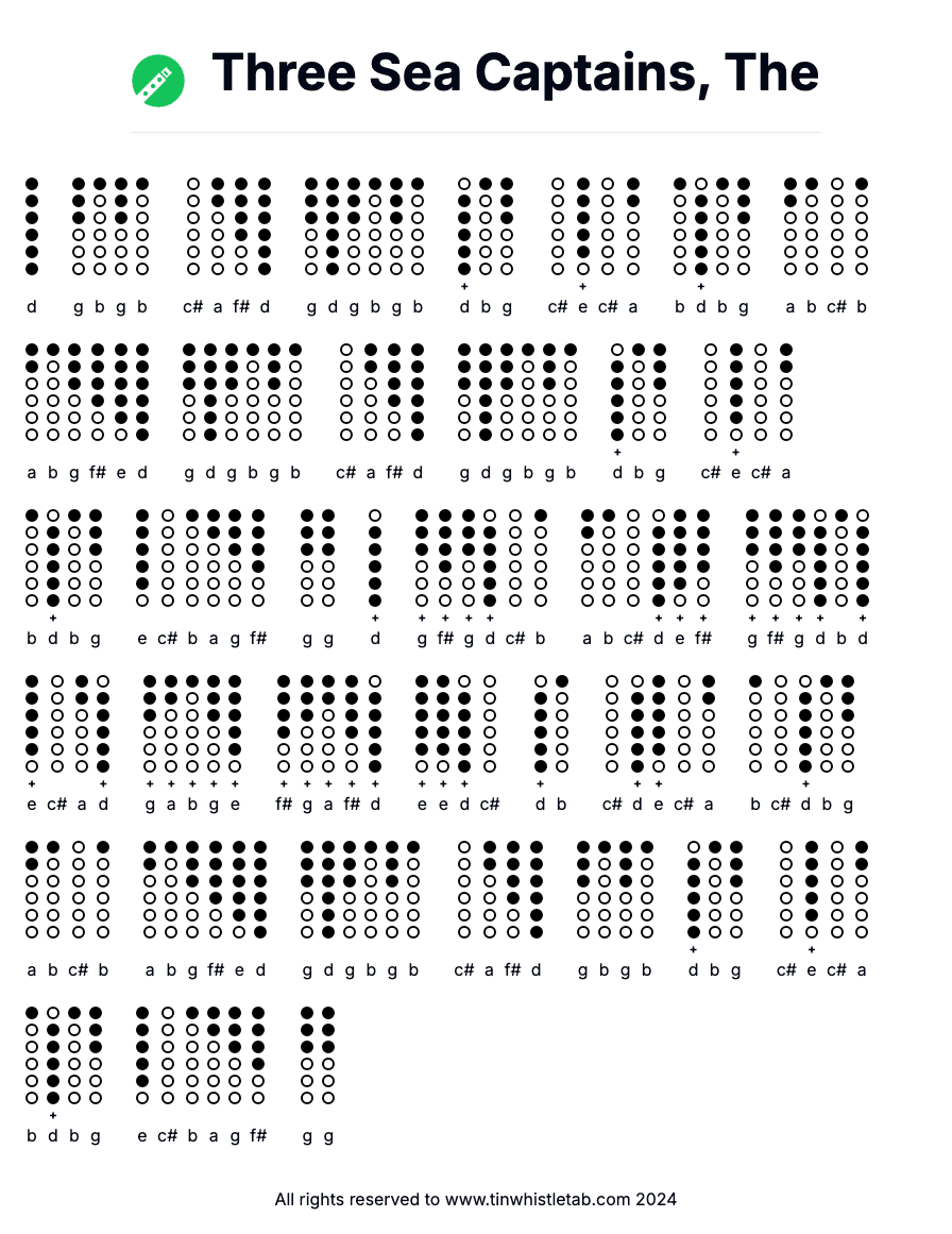 Image of Three Sea Captains, The Tin Whistle Tabs