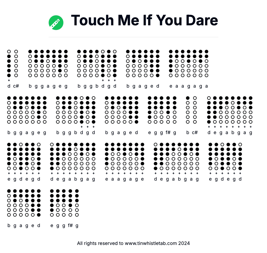 Image of Touch Me If You Dare Tin Whistle Tabs