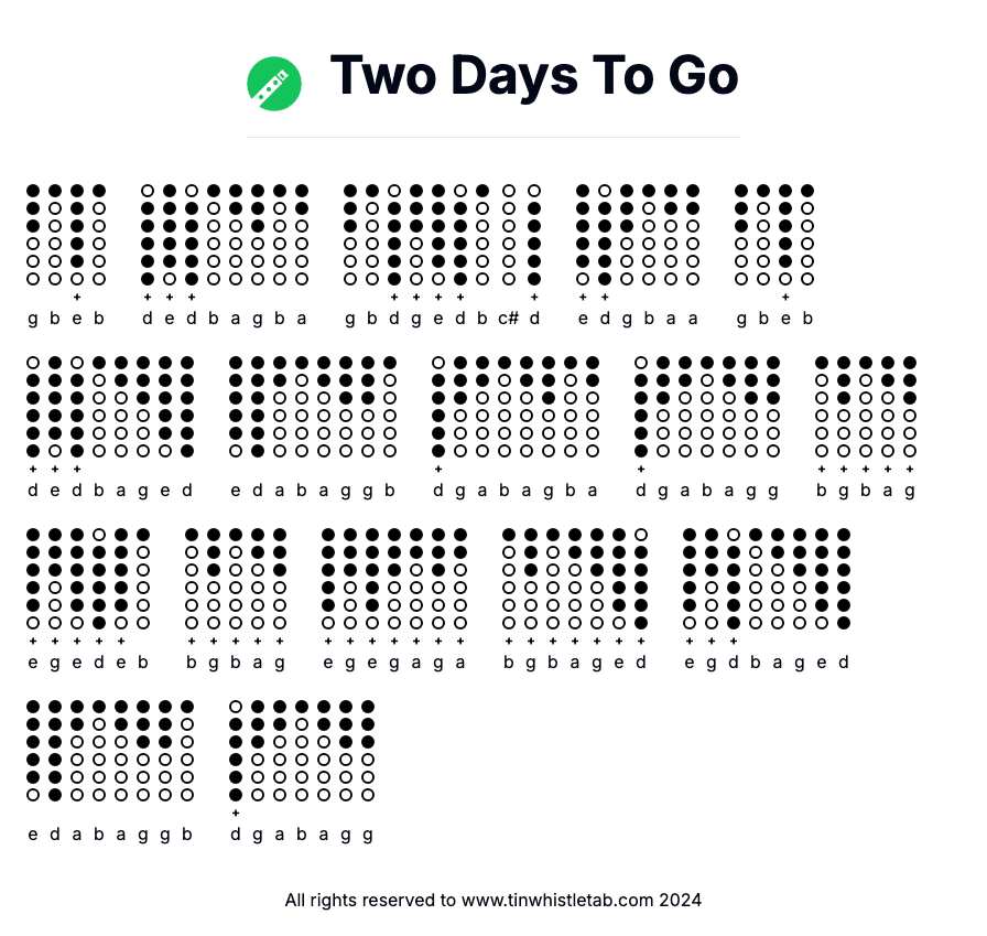 Image of Two Days To Go Tin Whistle Tabs