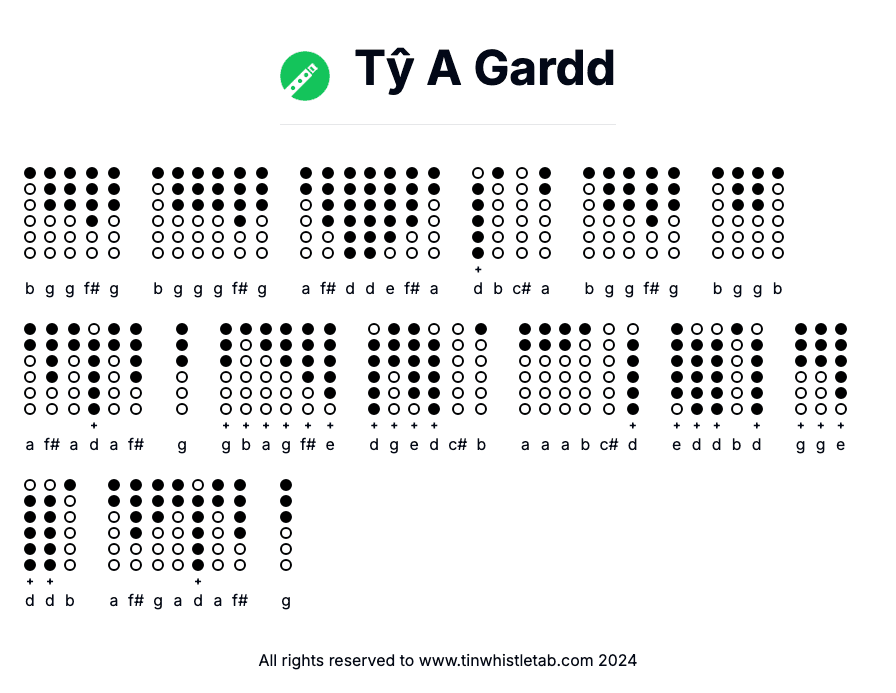 Image of Tŷ A Gardd Tin Whistle Tabs