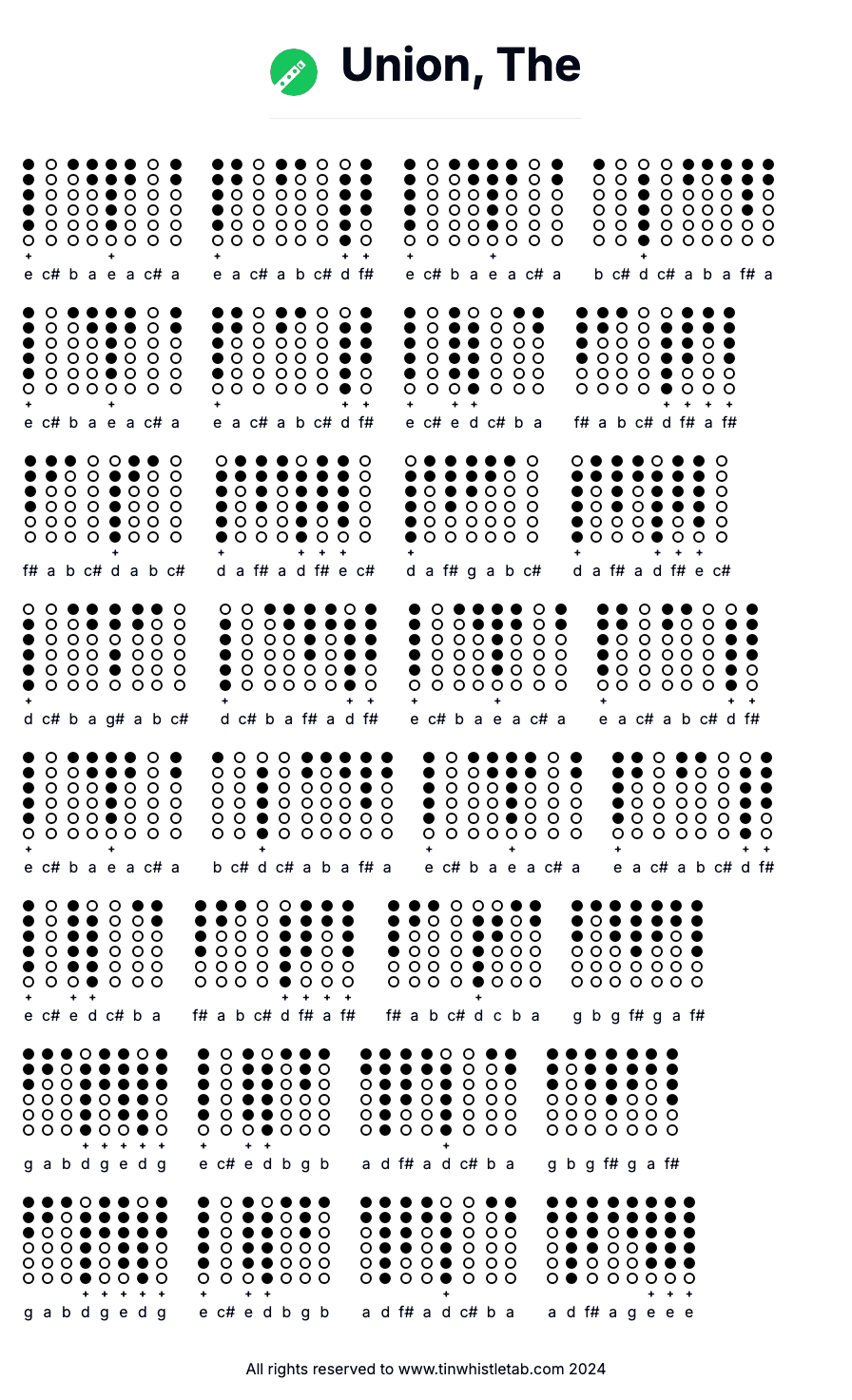 Image of Union, The Tin Whistle Tabs