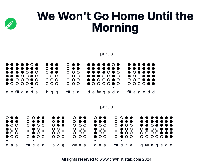 Image of We Won't Go Home Until the Morning Tin Whistle Tabs