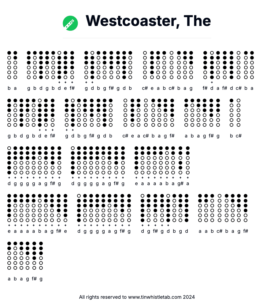 Image of Westcoaster, The Tin Whistle Tabs