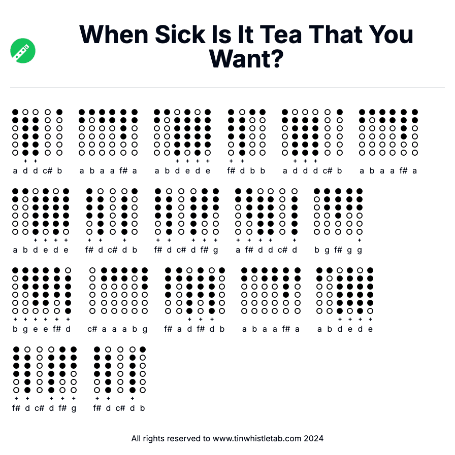 Image of When Sick Is It Tea That You Want? Tin Whistle Tabs