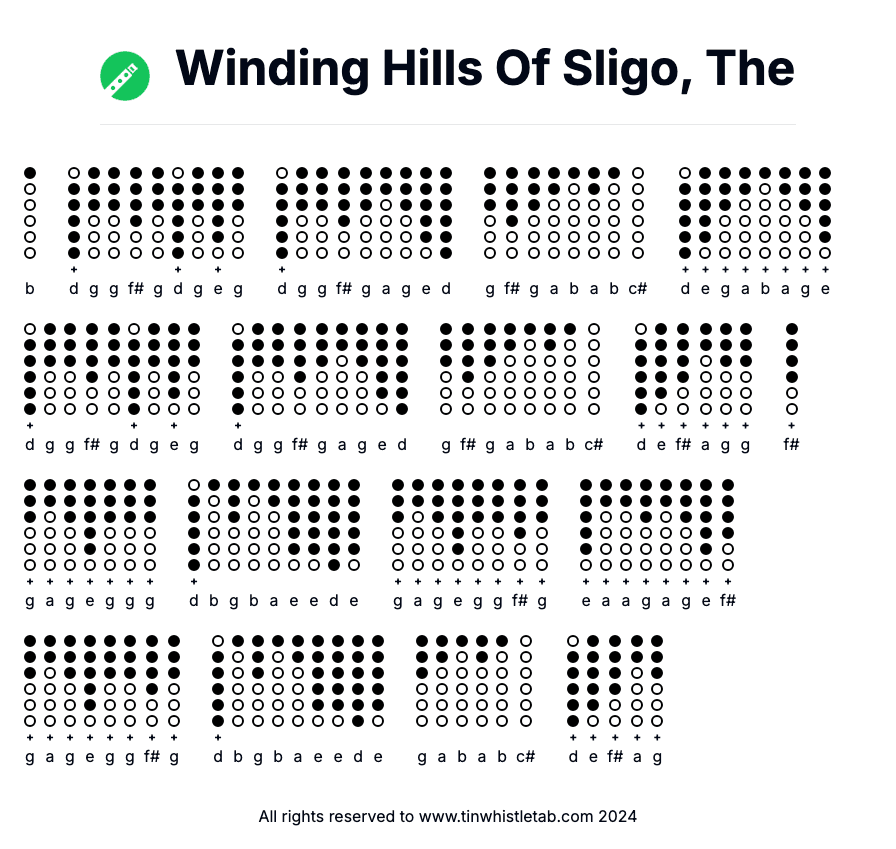 Image of Winding Hills Of Sligo, The Tin Whistle Tabs