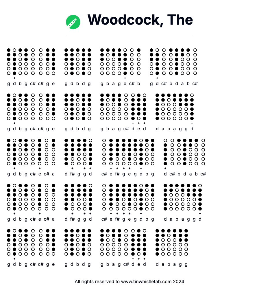 Image of Woodcock, The Tin Whistle Tabs