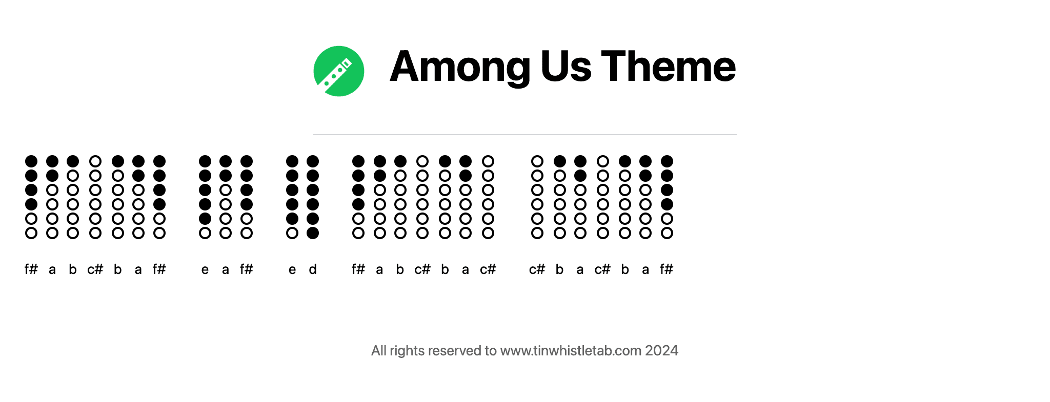 Image of Among Us Theme Tin Whistle Tabs
