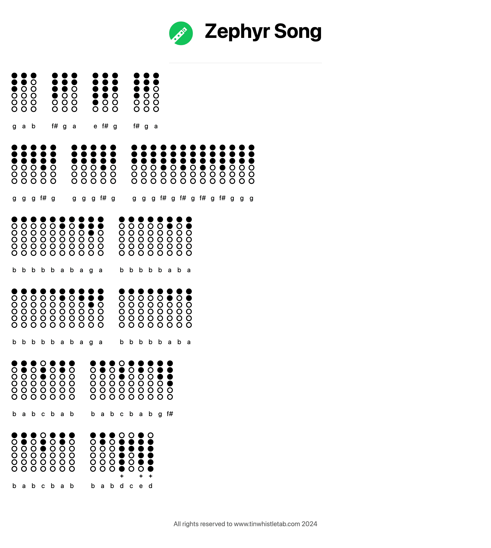 Image of Zephyr Song Tin Whistle Tabs